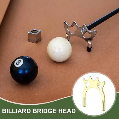 Vista 5 de Taco de billar con cabeza de puente de billar, taco de metal Dorado