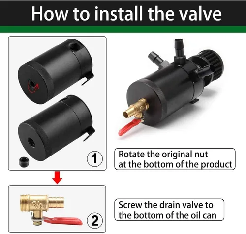 Vista 9 de Kit universal de tanque de reserva de aceite para coche de 150ml, compacto deflector de 3 puertos separador de aceite 2 entradas 1 salida negro