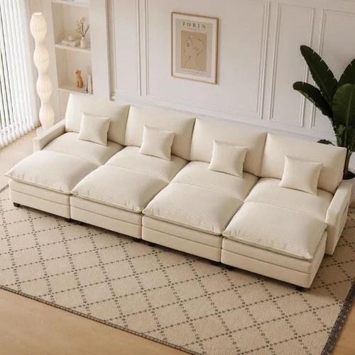 Vista 27 de Sofá seccional modular de 107", sofá de nube en forma de L con otomana Negro