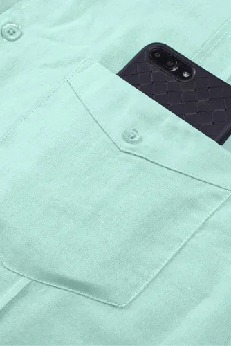 Vista 8 de JMIERR - Camisa de vestir informal de manga corta con botones y rayas para hombre, camisa de algodón