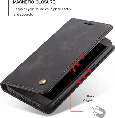 Vista 3 de Funda de cuero estilo cartera vintage para Samsung S