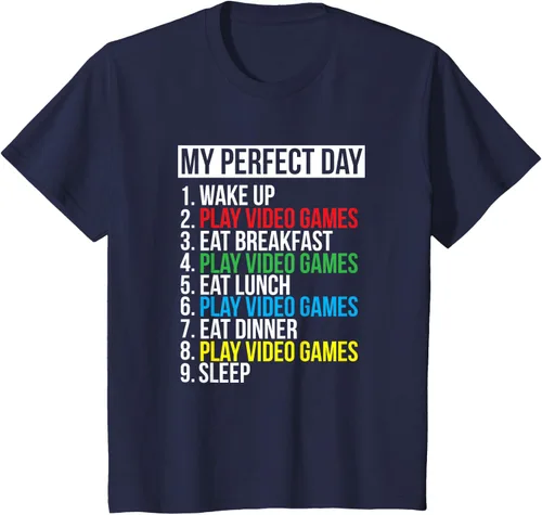 Vista 67 de My Perfect Day" - Camiseta negra de ajuste clásico, cuello redondo, manga corta, poliéster y algodón, Negro