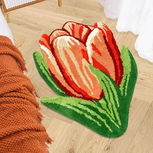 Vista 9 de USTIDE Tapete de baño de rosa esponjoso de 23.6 x 35.4 pulgadas, tapete de baño antideslizante para baño, cocina, sala de estar o dormitorio