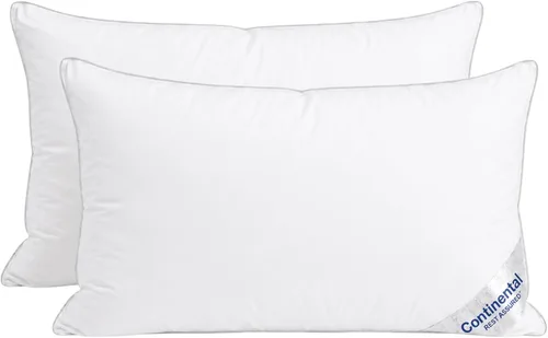 Vista 9 de Continental Bedding Almohada de plumón en capas, funda de algodón 100% resistente al plumón de 400 hilos, colección de hotel premium, comodidad
