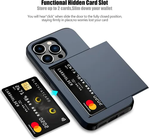 Vista 53 de Nvollnoe - Funda para iPhone 14 con tarjetero [tienda de 5 tarjetas] Negro - Almacenamiento más grande