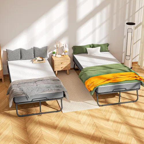 Vista 2 de Greenvelly Cama plegable con colchón, cama plegable de 75 x 31 pulgadas con colchón de espuma viscoelástica de 5 pulgadas, cama plegable con marco