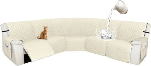 Vista 47 de Arfntevss Fundas de sofá modular reclinable, 100% impermeable, en forma de L, para sillón reclinable en forma de L, funda seccional lavable
