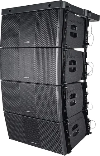 Vista 3 de Sound Town ZETHUS 4 x Sistema de altavoces de matriz de línea dual de 10” con controladores de compresión de titanio, rango