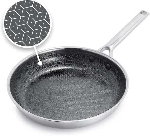 Vista 11 de GreenPan Hybrid 5QT Stainless Steel Saute Pan with Lid, Ceramic Nonstick Plateado