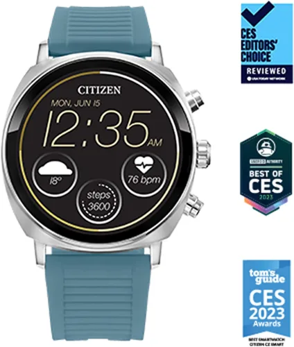Vista 5 de Citizen CZ Smart PQ2 - Reloj inteligente unisex de 1.614 in con aplicación YouQ con IBM Watson® AI y NASA Research, Wear OS por Google, recursos Azul