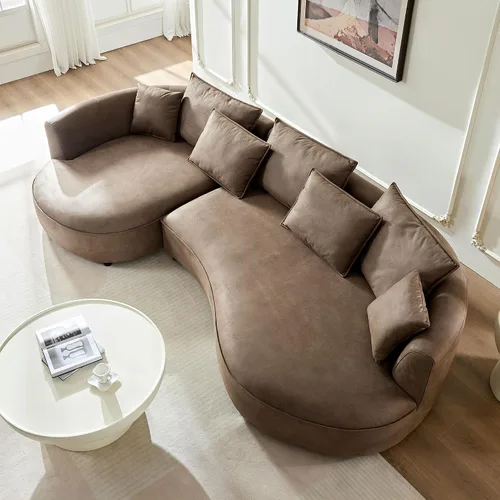 Vista 22 de Sofá Seccional Curvo de 106 pulgadas Sofá de Esponja con Chaise Lounge para Sala de Estar, Sofá Seccional Moderno en Forma de L, Sin Estructura