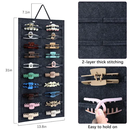 Vista 2 de SMUK Organizador de pinzas para mujeres, soporte colgante para pinzas de pelo para niñas, soporte de almacenamiento para horquillas de arcoíris