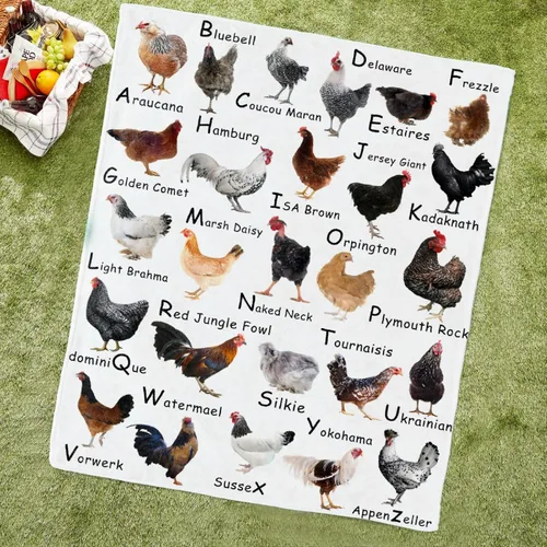 Vista 3 de Manta de raza de pollo – Manta de pollo para niños y niñas – Acogedora franela suave, ligera y cálida – Habitación, cama, camping – 30"x40