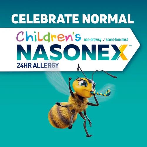 Vista 3 de Nasonex Niños 24HR Spray Nasal para Alergia, Sin Somnolencia, Sin Aroma, Síntomas de Alergia + Congestión Nasal, Fuerza de Receta Completa, 60