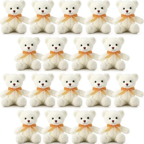 Vista 7 de Lenwen 18 animales de peluche de oso a granel de 12 pulgadas, peluche suave, pequeño juguete de peluche para niños y niñas, baby shower, San Marrón