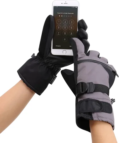 Vista 2 de ANDORRA Guantes de esquí con pantalla táctil para hombre con bolsillo con cremallera