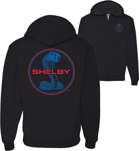 Vista 15 de Wild Bobby Shelby Cobra USA Logo Emblema Powered by Ford Cars and Trucks Sudadera con capucha y cremallera delantera y trasera
