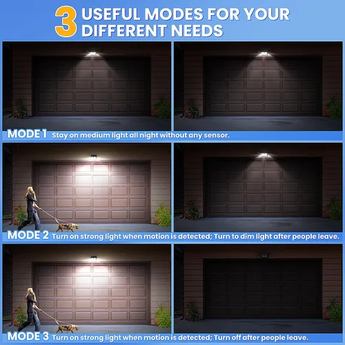 Vista 5 de 2 paquetes de luces solares con sensor de movimiento al aire libre, luces solares súper brillantes al aire libre impermeables, 3 modos