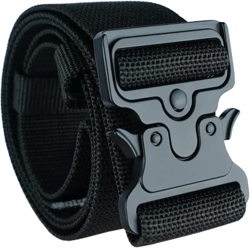 Vista 11 de MELOTOUGH Cinturón de red con hebilla para herramientas, cinturón de 2 pulgadas de ancho, estilo simple negro para carpinteros y contratistas