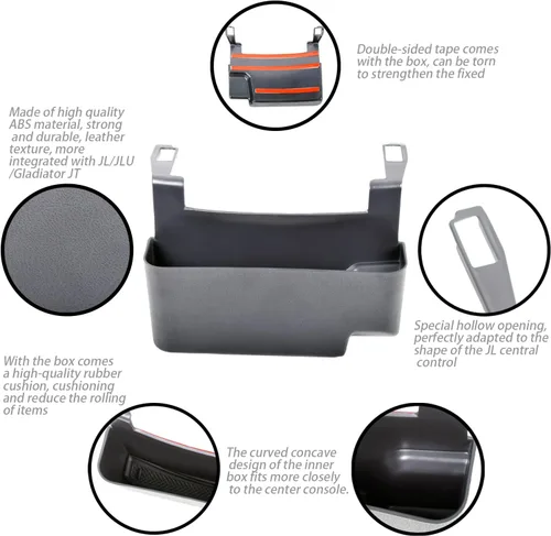 Vista 3 de EDBETOS Organizador de consola central con ribete naranja y caja colgante compatible con Jeep Wrangler JL/JLU 2018 2019-2024 y Jeep Gladiator JT