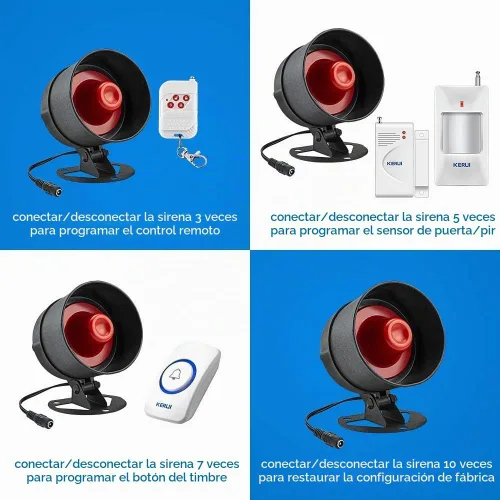 Vista 7 de Sistema de seguridad para el hogar KERUI, para interior y exterior, resistente a la intemperie, con sirena, sensores para ventanas y puertas, sensor
