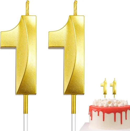 Vista 29 de Velas de 10º cumpleaños de oro champán - Velas de 10 números para decoración de pasteles