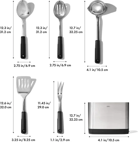 Vista 7 de OXO Good Grips - Juego de utensilios de cocina de acero inoxidable para preparar y servir, 6 piezas