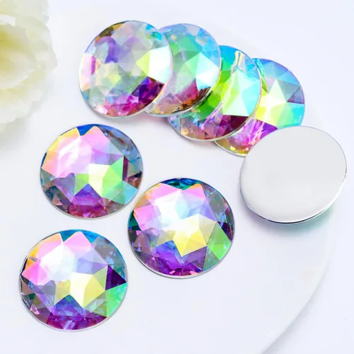 Vista 9 de Diamantes de imitación de parte trasera plana extra grandes de 2.047 in, 6 piezas redondas de acrílico ámbar grandes con parte trasera plana