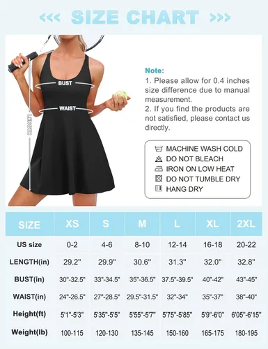 Vista 6 de IUGA Vestido de tenis para mujer, pantalones cortos integrados y brasier con tirantes ajustables, vestido de entrenamiento con bolsillos, vestidos