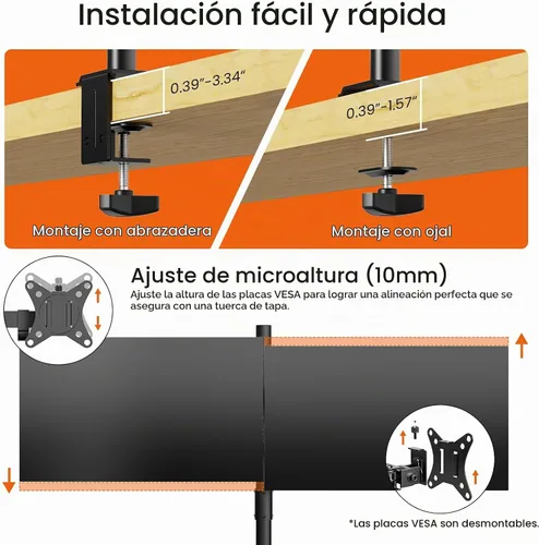 Vista 5 de PUTORSEN Soporte de escritorio para monitor cuádruple, 4 pantallas, 17-32
