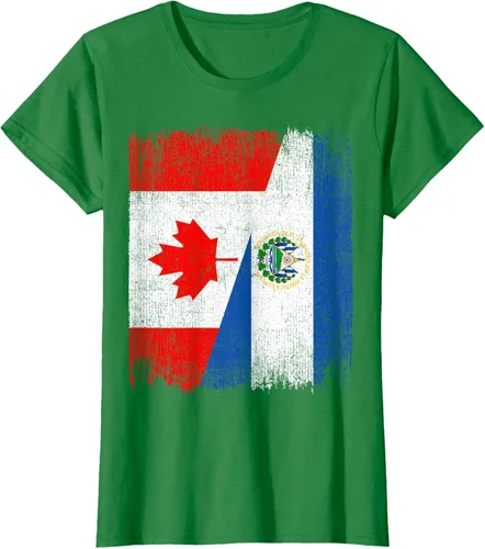 Vista 31 de Camiseta Half Canada El Salvador Flag Canadian Salvadoran Pride Roots