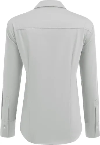 Vista 3 de HOTOUCH Camisa básica de algodón con botones para mujer de corte ajustado, camisas de vestir