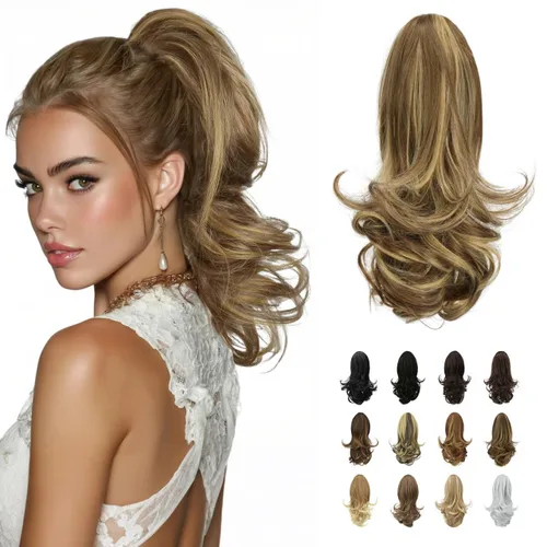 Vista 29 de SOFEIYAN Extensión de Cola de Caballo de 13" Larga y Rizada con Clip en Garra, Extensión de Cabello Sintético de Aspecto Natural para Mujeres