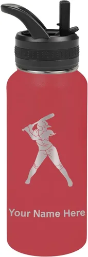 Vista 34 de LaserGram Botella de agua personalizada de 32 onzas, jugador de softbol Regalo grabado para jugadores de sóftbol, acero inoxidable aislado al vacío