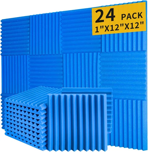 Vista 21 de Paquete de 12 paneles de espuma acústica, cuñas insonorizantes de alta densidad de 1 x 12 x 12 pulgadas para pared, recuperación rápida, resistentes