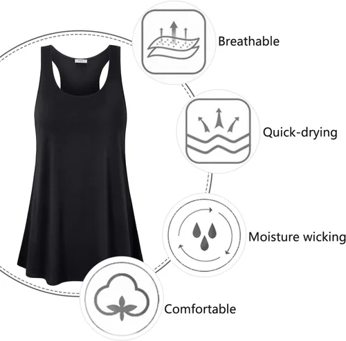 Vista 37 de Cestyle - Camiseta sin mangas para mujer, cuello redondo, corte holgado, para entrenamiento