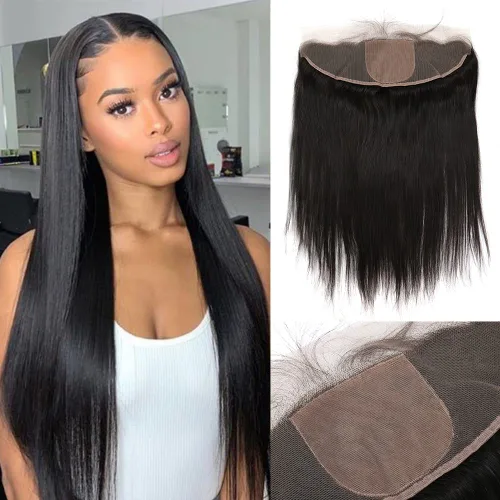 Vista 8 de Un donante de grado superior 13x4 base de seda cierre frontal de encaje cabello humano con cabello de bebé ondulado brasileño virgen cierre de pelo