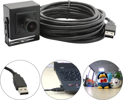 Vista 2 de ELP Cámara de ojo de pez USB 170 grados 960 p Cámara web de poca luz gran angular para computadora Raspberry Pi Mini UVC USB2.0 Lightburn Cámara