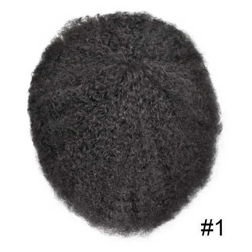 Vista 2 de LYRICAL HAIR Afro Toupee 360 unidades de cabello afro ondulado para hombres negros, sistema de reemplazo de inyección de poliuretano de piel fina