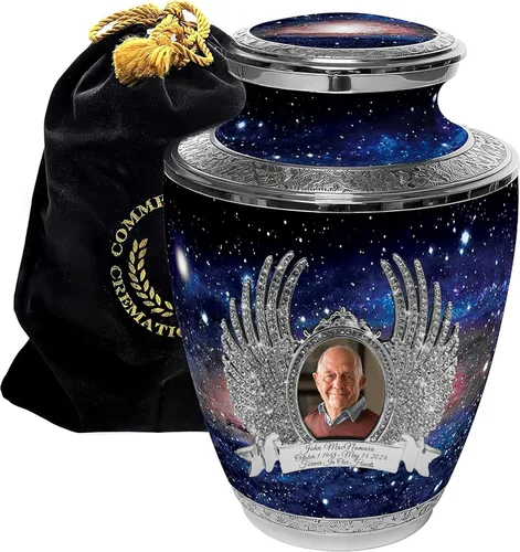 Vista 11 de Commemorative Cremation Urns Urnas de cremación personalizadas decorativas hechas a mano para mujeres (aurora boreal extragrandes)