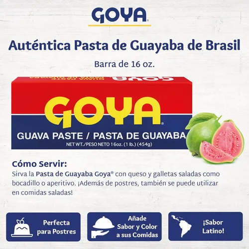 Vista 5 de Goya Pasta de guayaba/pasta de guayaba 16 onzas (1 libra, 16.01 oz) barras (paquete de 2) por Goya Tropical Fruit Spread for Pastries, Baking and