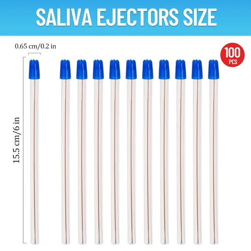 Vista 2 de Bolsa de 100 eyectores de saliva desechables dentales, puntas de succión dental, tubo aspirador de saliva y puntas de succión de evacuación, cuerpo