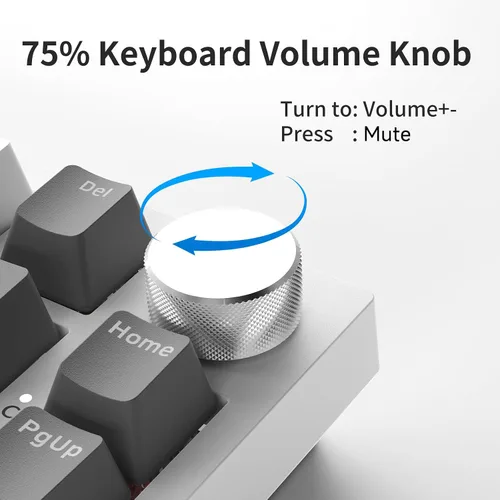 Vista 6 de NACODEX AK820 - Teclado mecánico con junta, 75% con cable intercambiable en caliente con perilla de control de volumen, teclas PBT, relleno de cinco