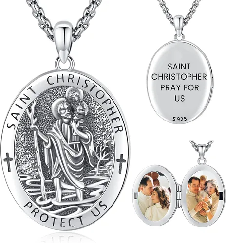 Vista 24 de Collar de San Patrono de Plata de Ley 925 St 01-Virgen María-Oro