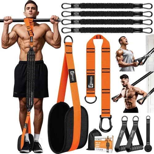 Vista 10 de Pull Up Assistance Bands Set, 300 lbs Max Heavy Duty Resistance Bands with Adjustable Strap, Non-Slip Handle & Door Anchor, Full Body Strength