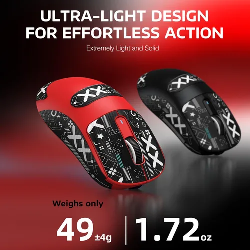 Vista 3 de ATTACK SHARK X3 - Mouse inalámbrico para juegos, 1.73 oz Bluetooth2.4GUSB-C, mouse ergonómico para computadora, sensor PAW3395 26K DPI, duración
