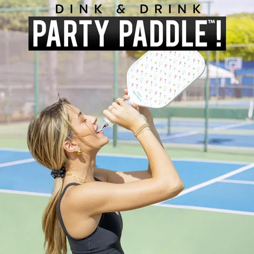 Vista 2 de GoSports Sip N' Serve Pickleball Paddle Flask (20 onzas) – Frasco de viaje con alcohol oculto – Divertido regalo de licor – Incluye embudo y boquilla