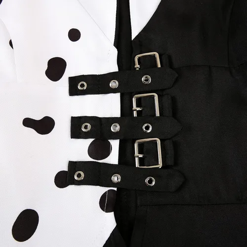 Vista 5 de Drofe Disfraz de Cruella Devil para mujer, disfraz de cosplay para Halloween