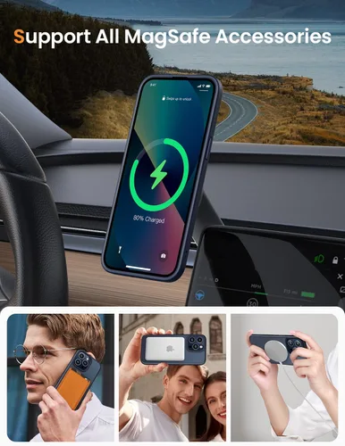 Vista 2 de Mgnaooi Funda magnética para iPhone 12 y iPhone 12 Pro [probada contra caídas de grado militar y compatible con MagSafe], parte trasera translúcida