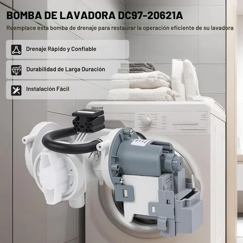 Vista 7 de DC97-20621A DC97-20621C DC31-00187A Conjunto de bomba de drenaje de lavadora